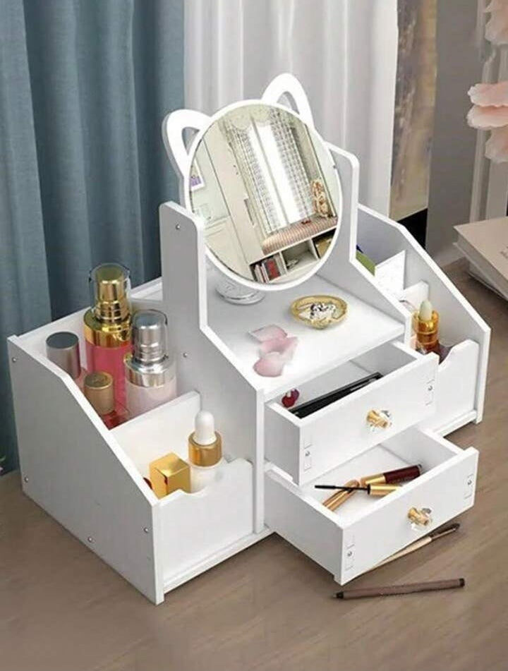 1pc Mirror Decor Cosmetic Storage Box