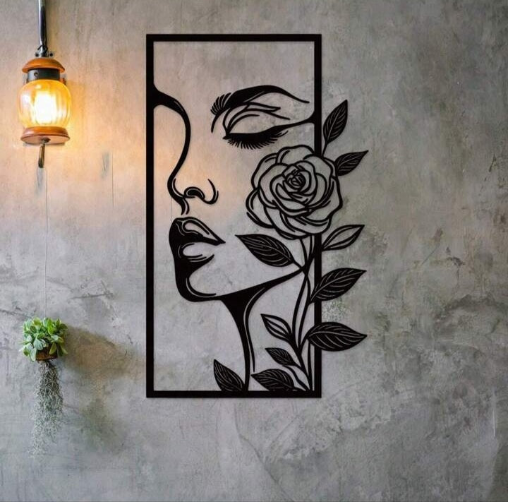 1pc Flower Woman Metal Wall Decor