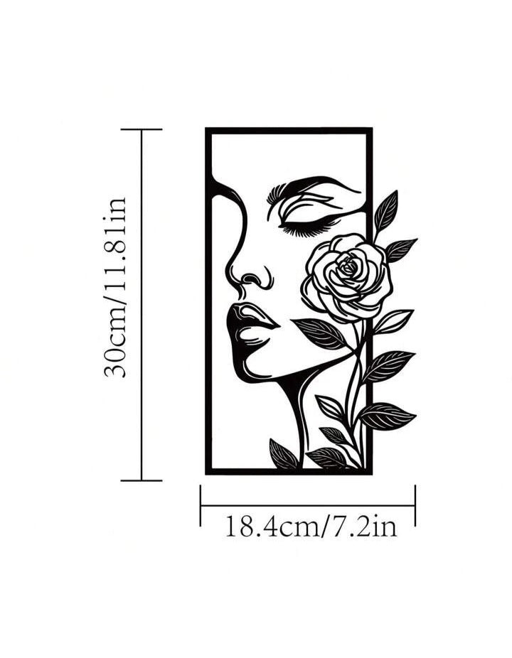 1pc Flower Woman Metal Wall Decor